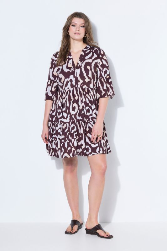 Robe courte évasée, imprimé, volants