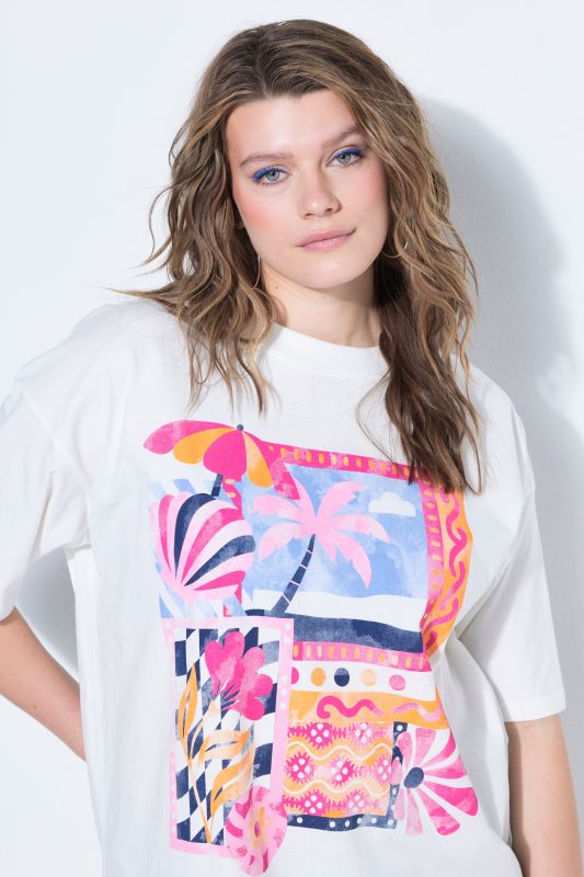 T-shirt oversize, motif vacances