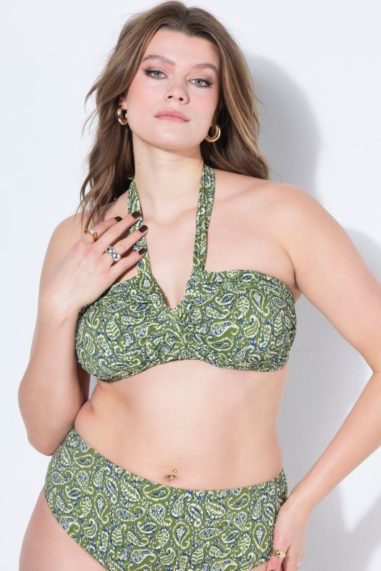 Haut de bikini, bonnets souples, motif cachemire, dos nu