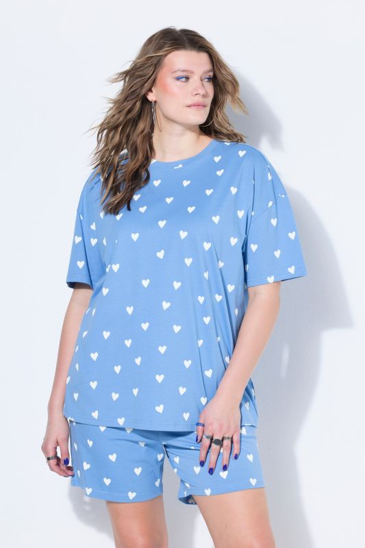 Pyjama court deux pièces, imprimé cœurs