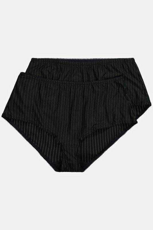 Lot de 2 culottes midi, fines rayures, modèle moyennement échancré