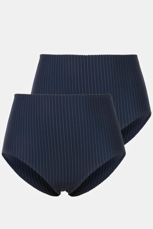 Lot de 2 culottes midi, fines rayures, modèle moyennement échancré