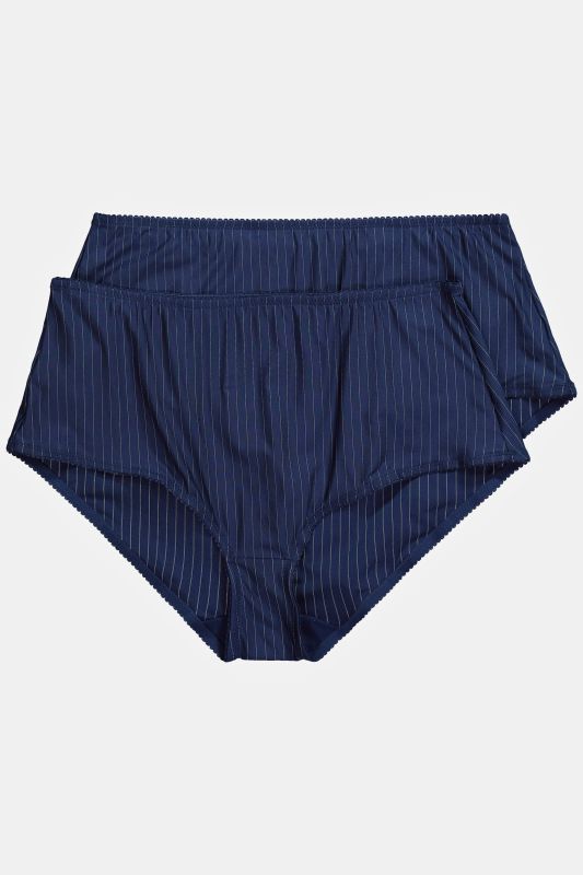 Lot de 2 culottes midi, fines rayures, modèle moyennement échancré