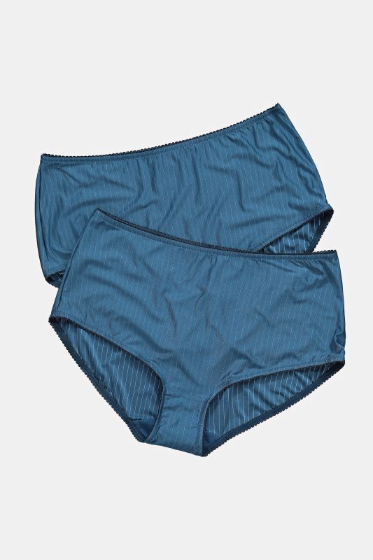 Lot de 2 culottes midi, fines rayures, modèle moyennement échancré