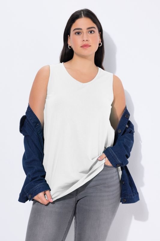 Débardeur à col V, coupe évasée et bretelles larges