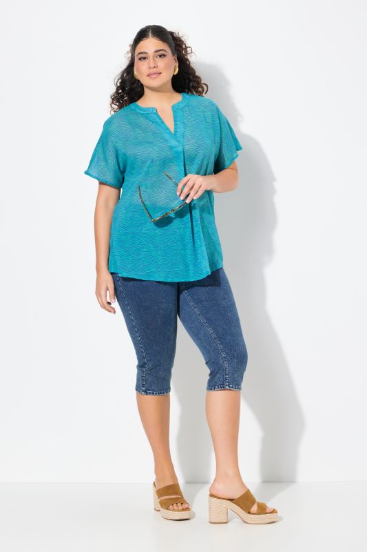 Corsaire Sarah. Molleton aspect jean. Passants pour ceinture