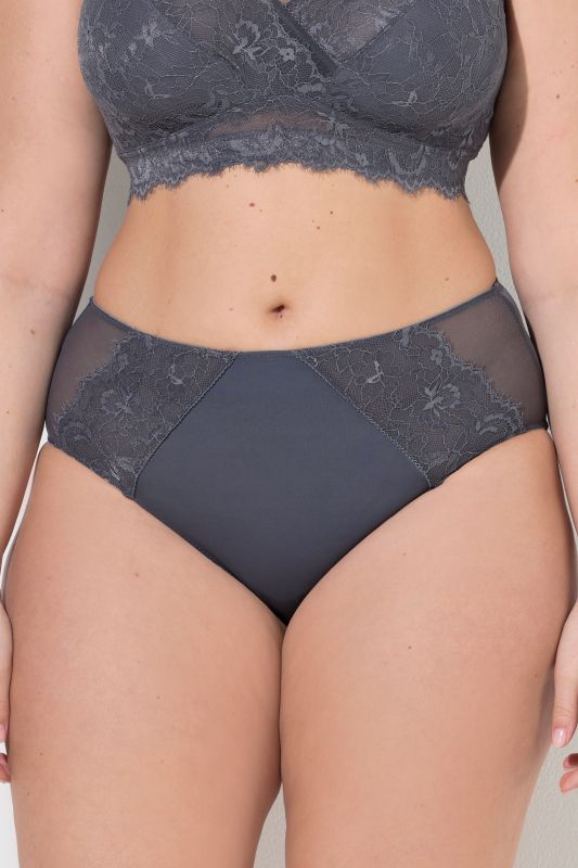 Culotte midi avec empiècement en dentelle, liseré fantaisie