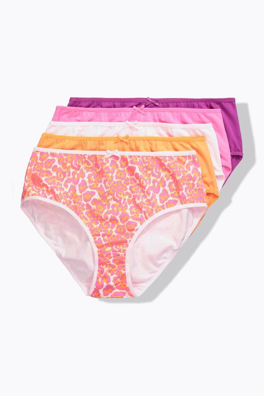 Culottes midi, lot de 5, motif léopard coloré/uni
