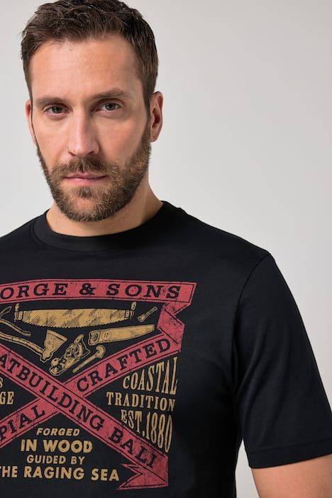 T-shirt JP 1880, imprimé et manches courtes - jusqu'au 8 XL