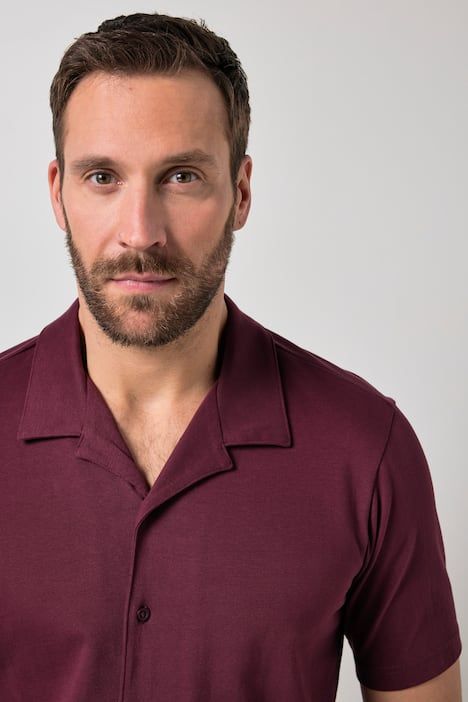Chemise JP 1880 en jersey, manches courtes et col cubain, coupe Cuba-Fit - jusqu'au 8 XL