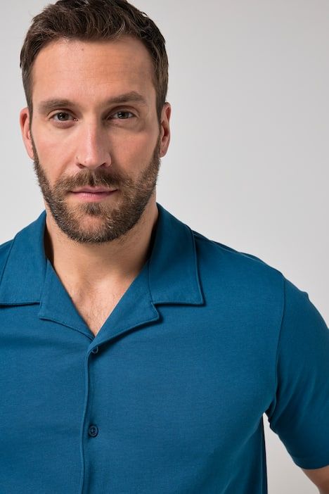 Chemise JP 1880 en jersey, manches courtes et col cubain, coupe Cuba-Fit - jusqu'au 8 XL