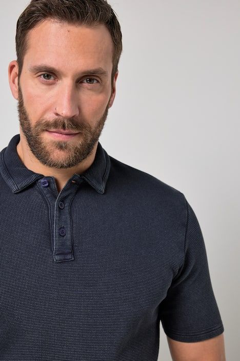 Polo JP 1880 à manches courtes, tissu gaufré, style vintage - jusqu'au 8 XL