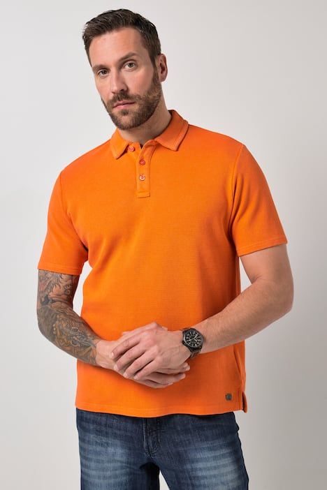 Polo JP 1880 à manches courtes, tissu gaufré, style vintage - jusqu'au 8 XL