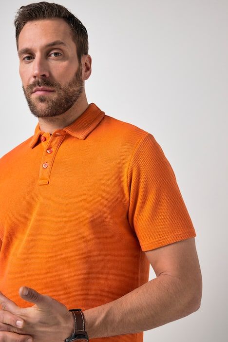 Polo JP 1880 à manches courtes, tissu gaufré, style vintage - jusqu'au 8 XL