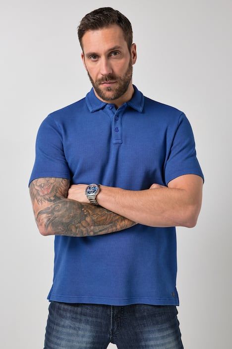 Polo JP 1880 à manches courtes, tissu gaufré, style vintage - jusqu'au 8 XL