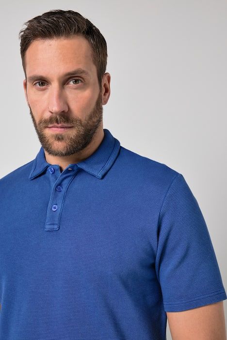 Polo JP 1880 à manches courtes, tissu gaufré, style vintage - jusqu'au 8 XL