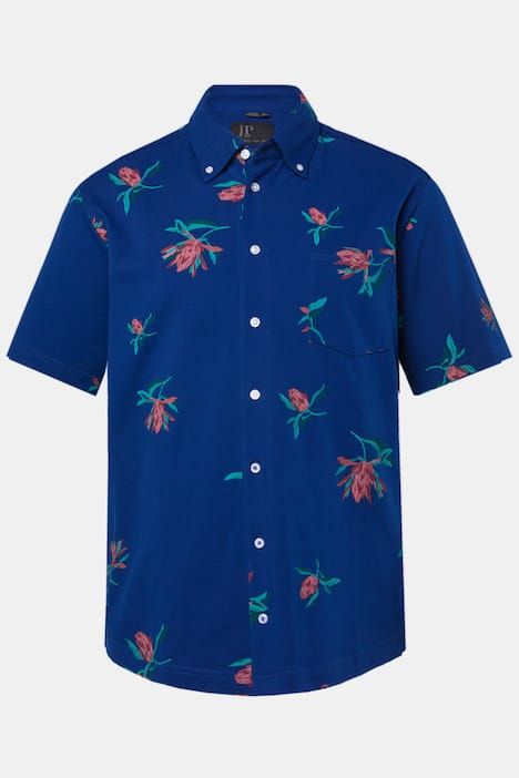 Chemise JP 1880 en maille piquée, manches courtes et col à pointes boutonnées, coupe Modern Fit - jusqu'au 8 XL