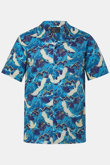 Chemise JP1880 en jersey, manches courtes, col cubain et imprimé all-over, coupe Cuba-Fit - jusqu'au 8 XL