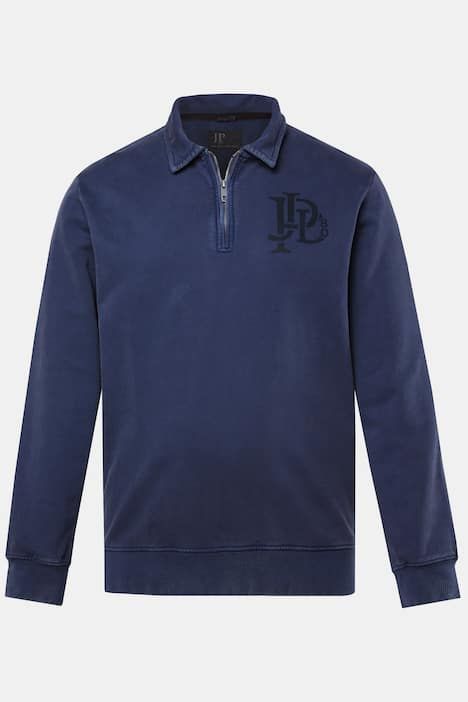 Sweat-shirt JP1880, col polo, fermeture et imprimé poitrine - jusqu'au 8 XL