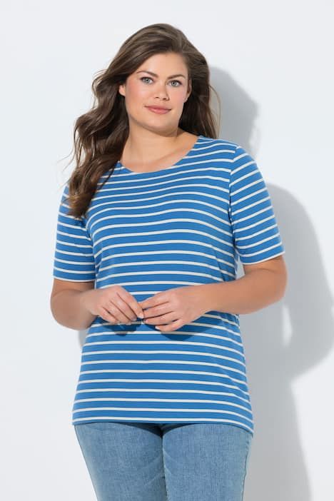 T shirt rayé à col rond et manches 1/2