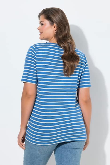 T shirt rayé à col rond et manches 1/2