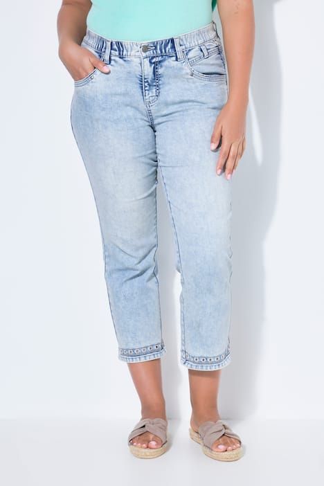 Jean slim 7/8, ourlet brodé