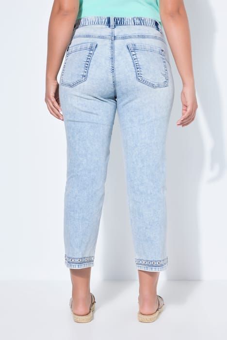 Jean slim 7/8, ourlet brodé