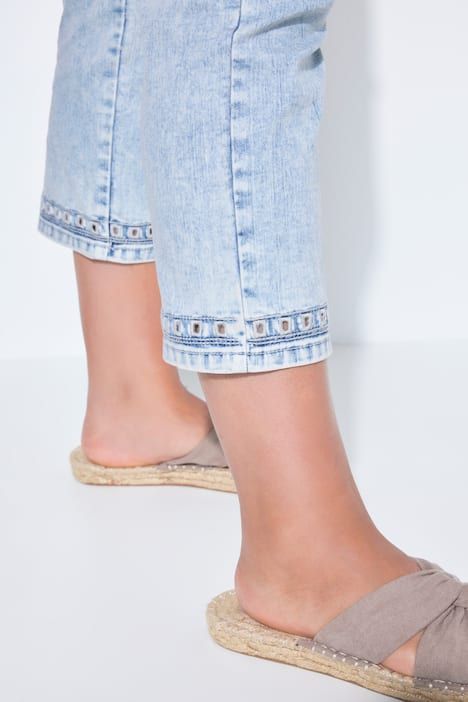 Jean slim 7/8, ourlet brodé