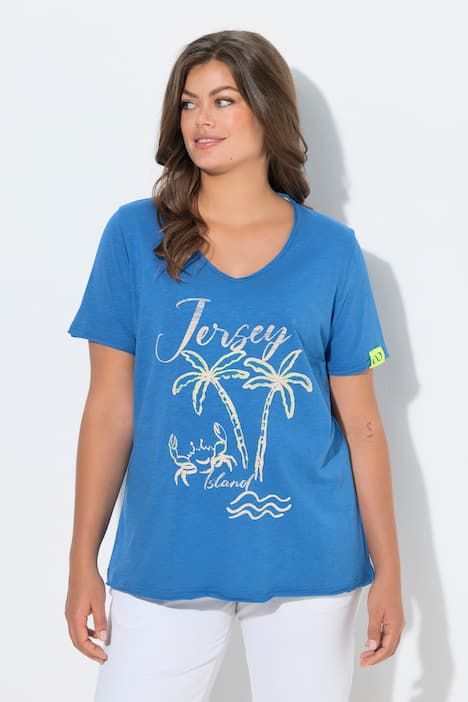 T-shirt, col en V, manches 1/2, certifié OEKO-TEX