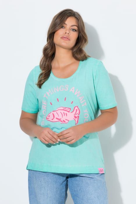 T-shirt, manches 1/2, col rond, imprimé