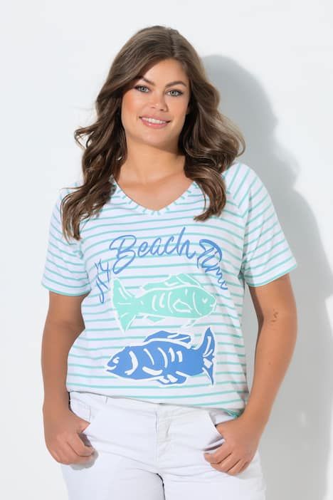 T-shirt, col V, manches 1/2