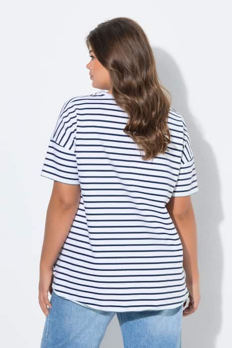 Sweat-shirt rayé, oversize, manches 1/2