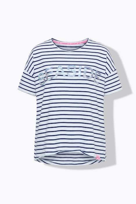 Sweat-shirt rayé, oversize, manches 1/2