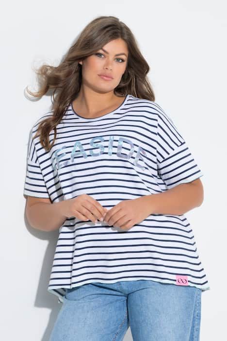 Sweat-shirt rayé, oversize, manches 1/2