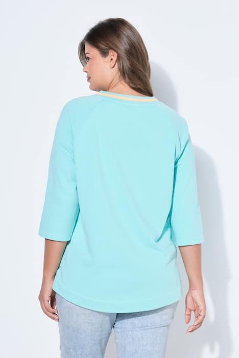 Sweat-shirt, col en V, manches 3/4