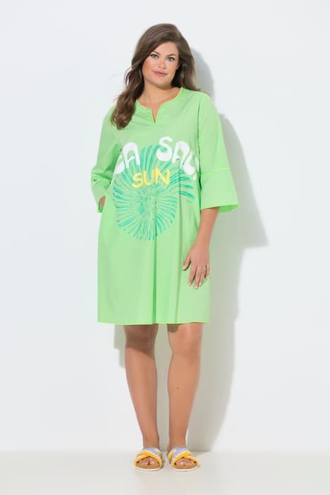 Robe tunique, manches 3/4, coupe en A, imprimé