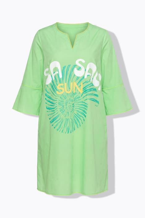 Robe tunique, manches 3/4, coupe en A, imprimé