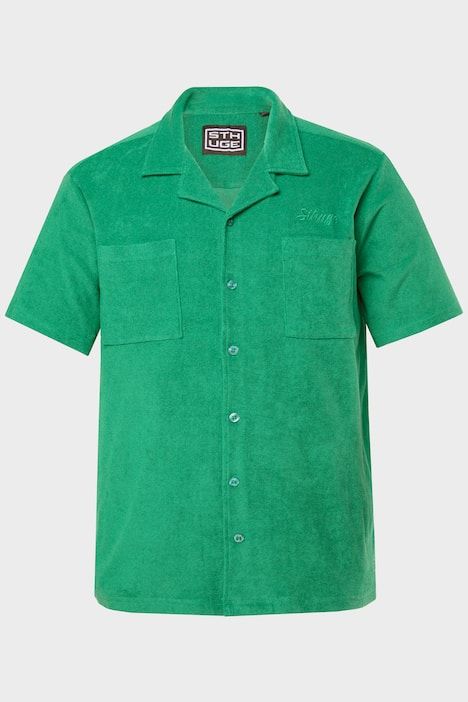 Chemise STHUGE à manches courtes et col cubain, tissu éponge, coupe « flottante » – jusqu'au 8 XL
