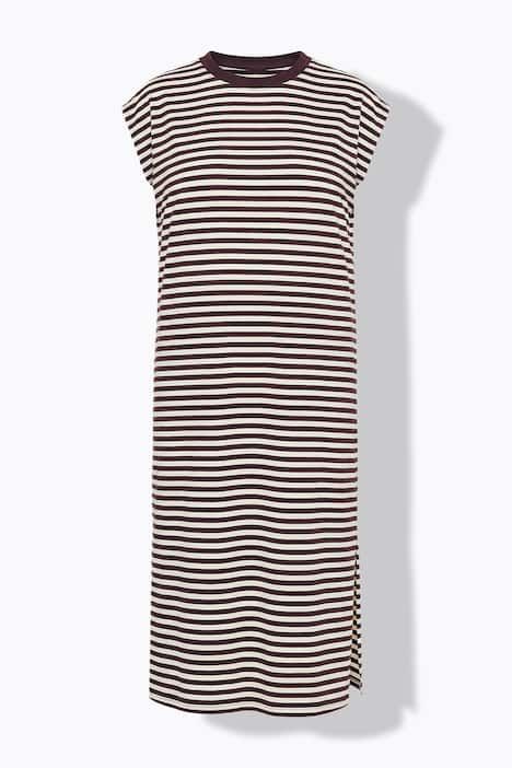 Robe en jersey, oversized, rayures, col rond, sans manches