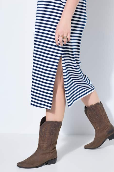 Robe en jersey, oversized, rayures, col rond, sans manches