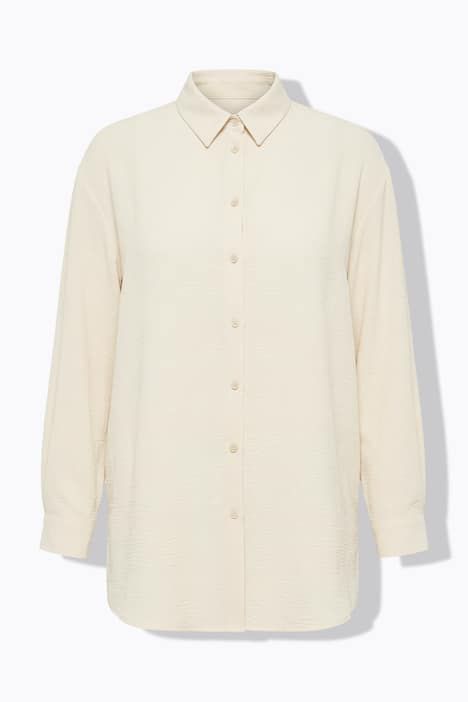 Chemise oversized en tissu crêpe, col de chemise et manches longues