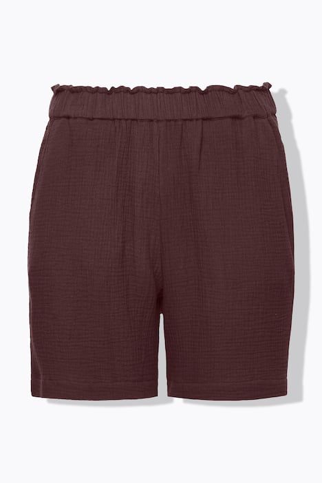 Short à jambes larges en mousseline avec taille élastique