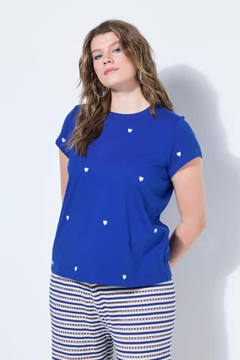 T-shirt à col rond, avec cœurs