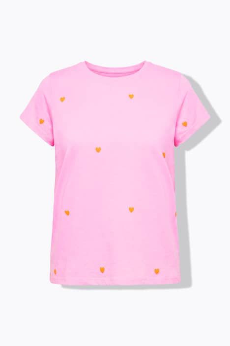 T-shirt à col rond, avec cœurs