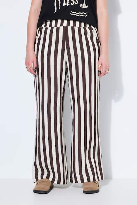 Pantalon en mousseline rayée, jambe large et taille élastique