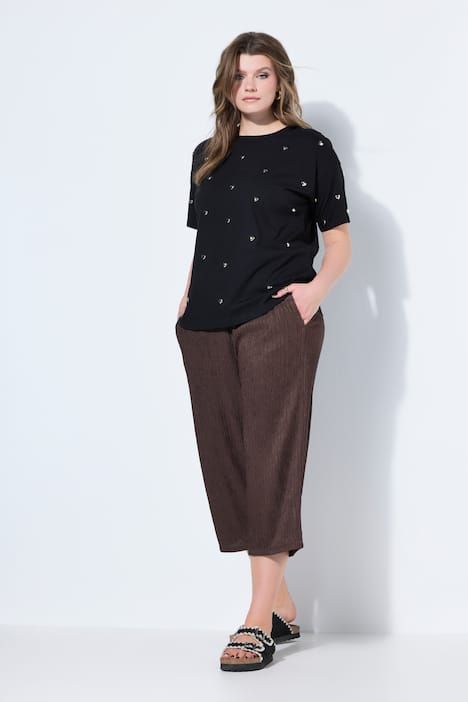 Jupe-culotte en jersey texturé, jambe large