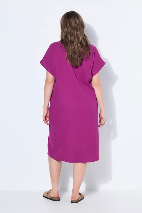 Robe-chemisier longue en mousseline, manches courtes, coupe Egg-Shape