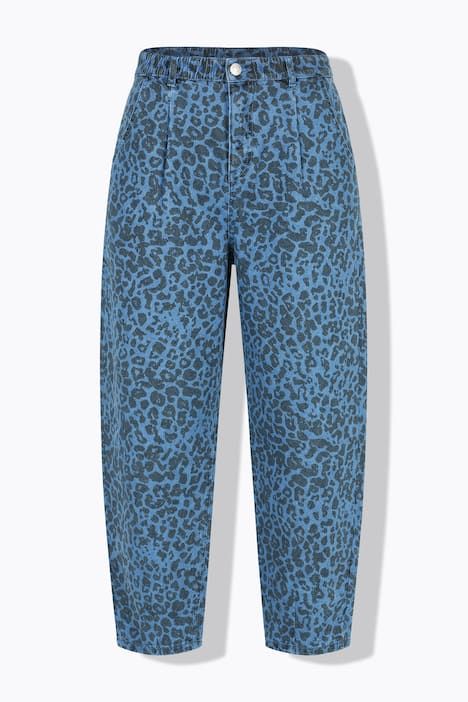 Jean ballon, taille haute, imprimé léopard, 5 poches