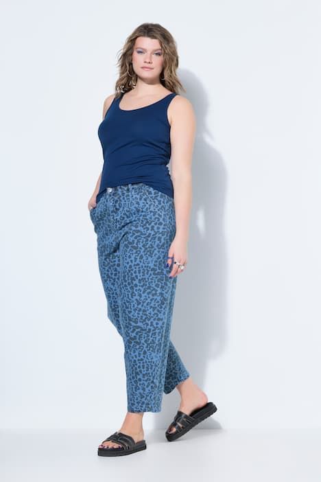 Jean ballon, taille haute, imprimé léopard, 5 poches