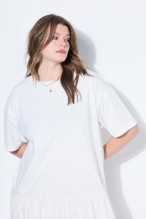 Robe en jersey avec volant, manches courtes et coupe évasée